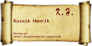 Kozsik Henrik névjegykártya